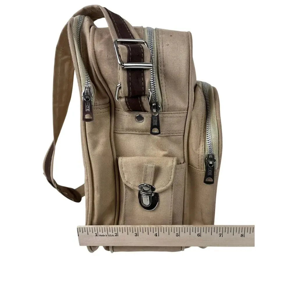 Vintage Striped Canvas Crossbody Bag